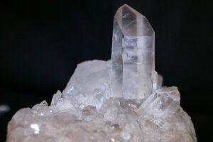 Royalty-Free photo: rock crystal, crystal, crystal quartz, quartz, pure quartz, mineral, transparent, clear, reflexes, gem, glassy